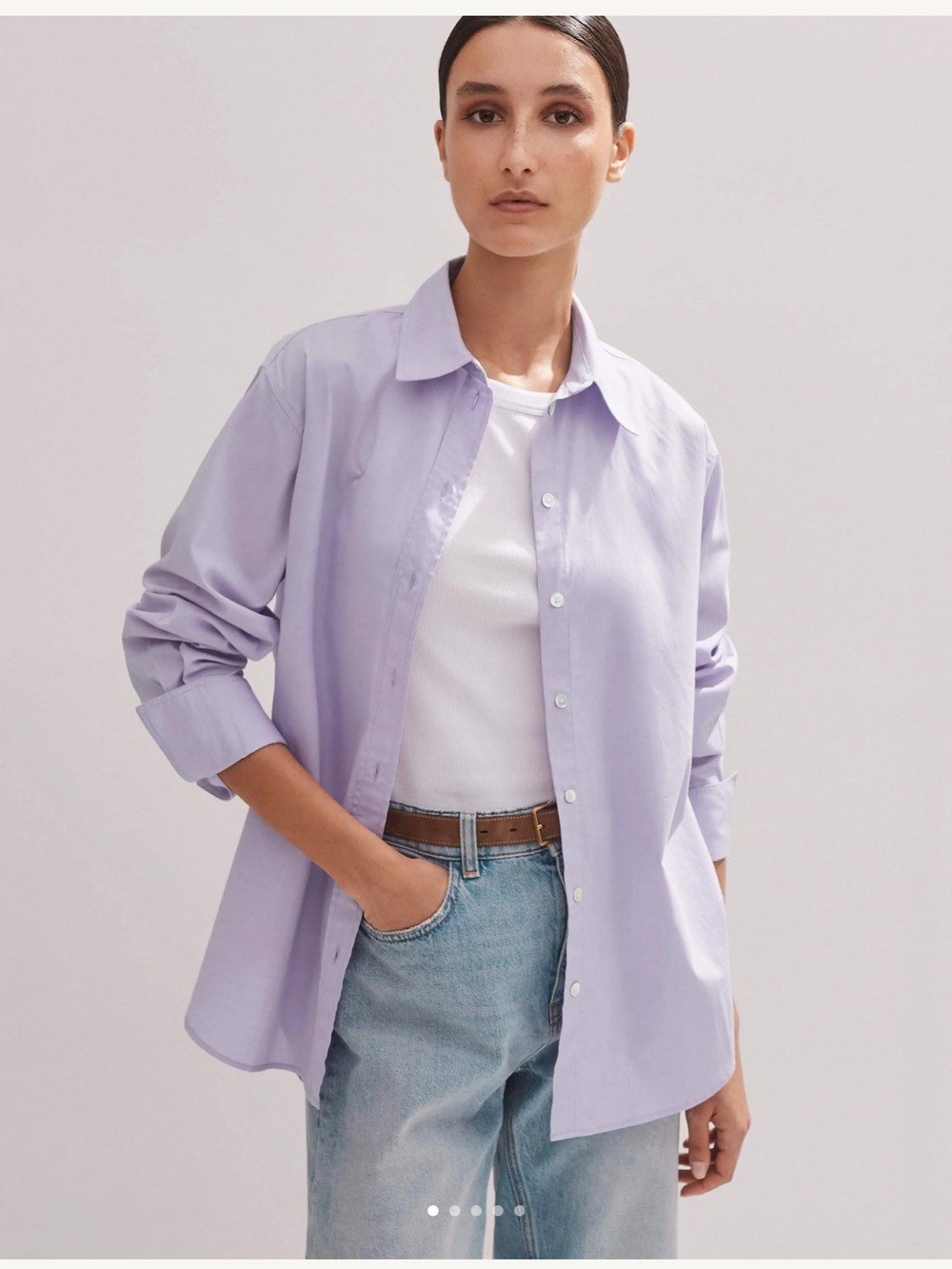 ME+EM 100% Cotton Oversized Boyfriend Shirt in Lavender Size 2